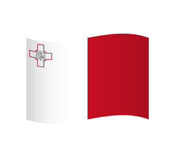 Malta flag - simple wavy vector icon with shading.