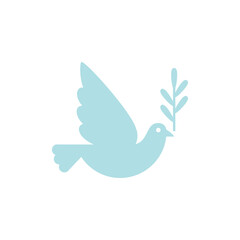 dove and olive leaves, flat  vector illustration