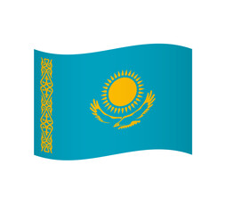 Kazakhstan flag - simple wavy vector icon with shading.