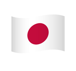 Japan flag - simple wavy vector icon with shading.