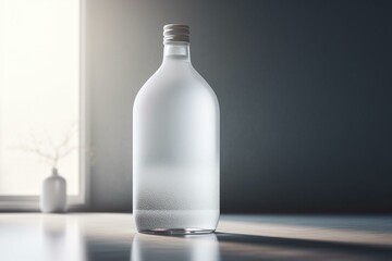 White bottle on light background. Mock-up 3d render. Generative AI