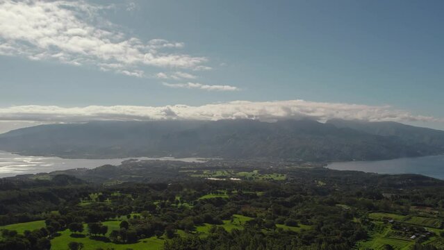 Static Aerial Drone Footage of Tahiti and Tahiti Iti Islands from Belvedere Mountain Top