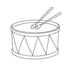 Drum in doodle style. Musical instrument. Vector illustration.
