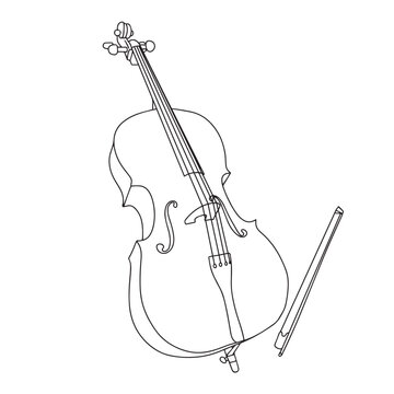 Cello in doodle style. Musical instrument. Vector illustration.
