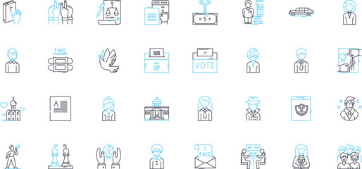 Business industry linear icons set. Economy, Marketing, Entrepreneur, Management, Finance, Strategy, Innovation line vector and concept signs. Leadership,Sales,Success outline Generative AI