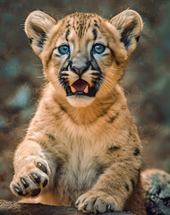 Fototapeta na wymiar A little cheetah cub with his hands out