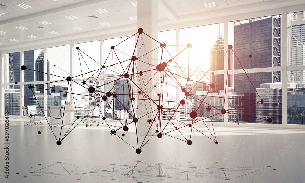 Poster networking and wireless connection as concept for effective modern business