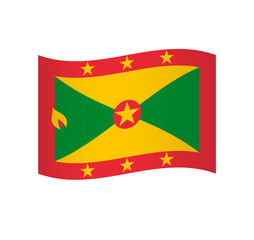 Grenada flag - simple wavy vector icon with shading.