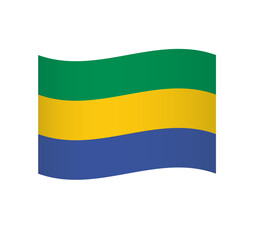 Gabon flag - simple wavy vector icon with shading.