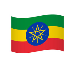 Ethiopia flag - simple wavy vector icon with shading.