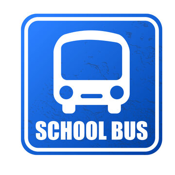 blue school bus sign illustration