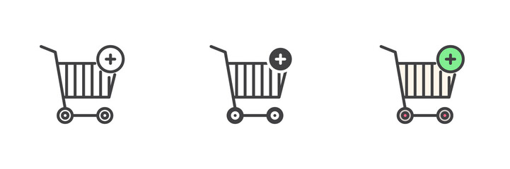 Add to cart, shopping different style icon set