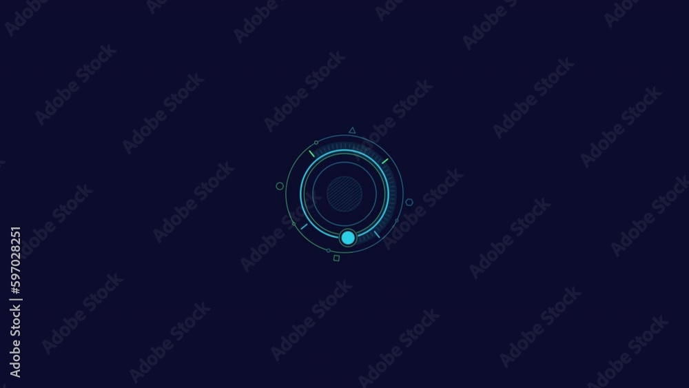 Aufkleber looped animation of an abstract radial measurement scale hud element.