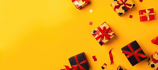 gift boxes banner with generative ai