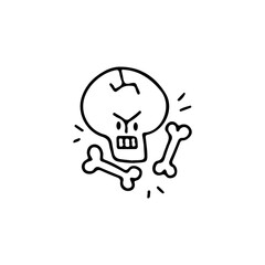 vector illustration of a funny skull doodle