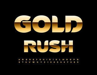 Vector luxury Sign Gold Rush. Chic modern Font. Premium Alphabet Letters and Numbers set