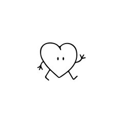 cute heart doodle illustration vector