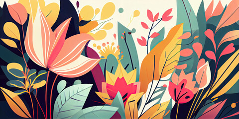 Modern colorful floral background wallpaper design (Generative AI)