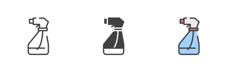 Spray bottle different style icon set