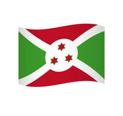 Burundi flag - simple wavy vector icon with shading.