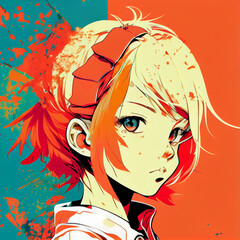 Adorable teenage pop art manga girl