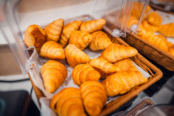 Fresh baked bread on a display in bakery