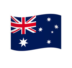 Australia flag - simple wavy vector icon with shading.