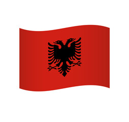 Albania flag - simple wavy vector icon with shading.