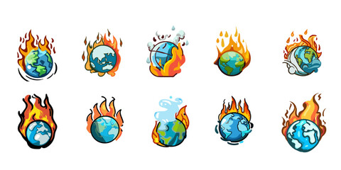 global warming vector set collection graphic clipart design