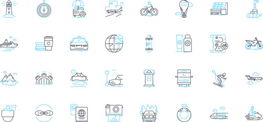 Rapid transit linear icons set. Subway, Train, Metro, Transit, Rail, Commuter, Underground line vector and concept signs. Express,Monorail,Elevated outline illustrations Generative AI
