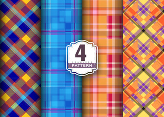 Set Tartan Plaid Scottish Seamless Pattern. Flat textile fabric pattern ornament design. Texture from tartan, plaid, tablecloths, shirts, clothes, dresses, bedding, blankets and other textile.