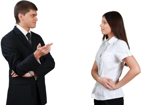 Businessman and Businesswoman Talking - Isolated