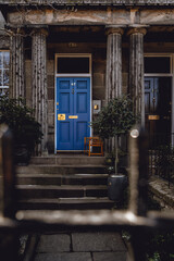 A blue door is popping out