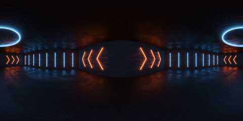 abstract dark room illuminated by neon lights 3d render illustration