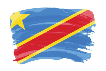 Brush stroke flag of DR CONGO