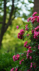 Obraz premium The beautiful flowers blooming in the garden in spring with the warm sunlight