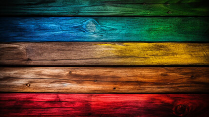 Rainbow color of wood texture background, Genertive Ai