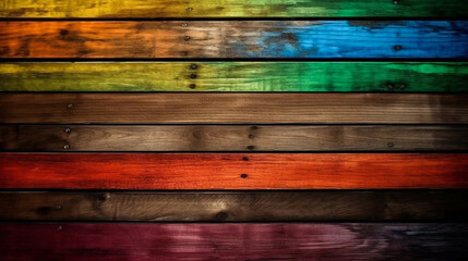 Rainbow color of wood texture background, Genertive Ai