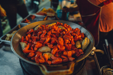 Fried foods for sale in the street market