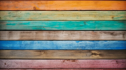 Naklejka premium Pastel rainbow color of wood texture background, Genertive Ai