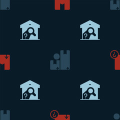 Set Carton cardboard box, and Warehouse check on seamless pattern. Vector