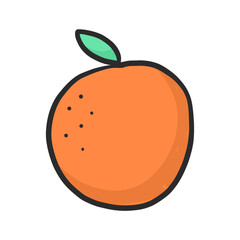 Orange Vegetable Sketch Color simple icon Hand-drawn Cartoon Illustration