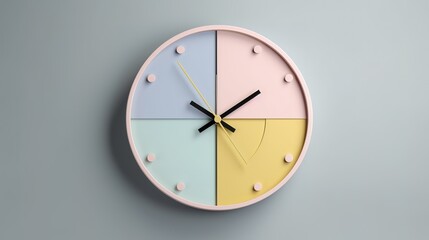modern simple minimalist multicolor clock, time, edited generative ai