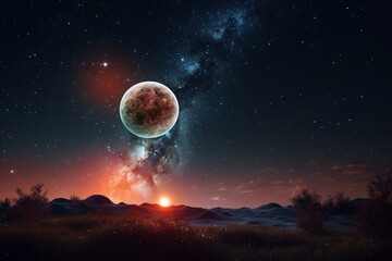Celestial bodies in the night sky. Generative AI