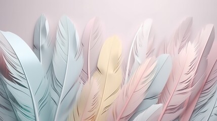 Multicolor Feathers Pastel Color Background 