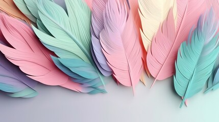 Multicolor Feathers Pastel Color Background 