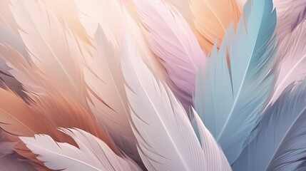 Fototapeta na wymiar Multicolor Feathers Pastel Color Background 