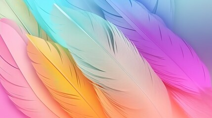 Fototapeta na wymiar Multicolor Feathers Pastel Color Background 