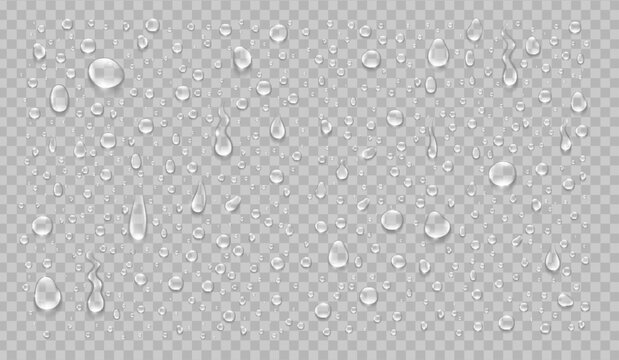 Water drops realistic isolated set on transparent background. Vector illustration

