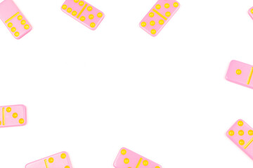 Pink dominoes isolated no background